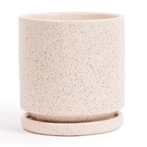 Momma Pots Ceramic Speckled Cream Planter with Saucer Drainage Hole 4.5 Inch Pot